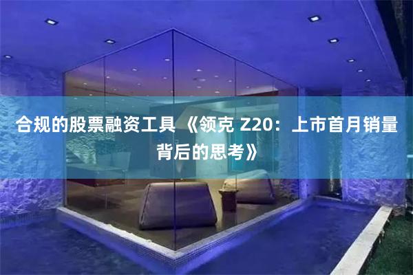 合规的股票融资工具 《领克 Z20：上市首月销量背后的思考》